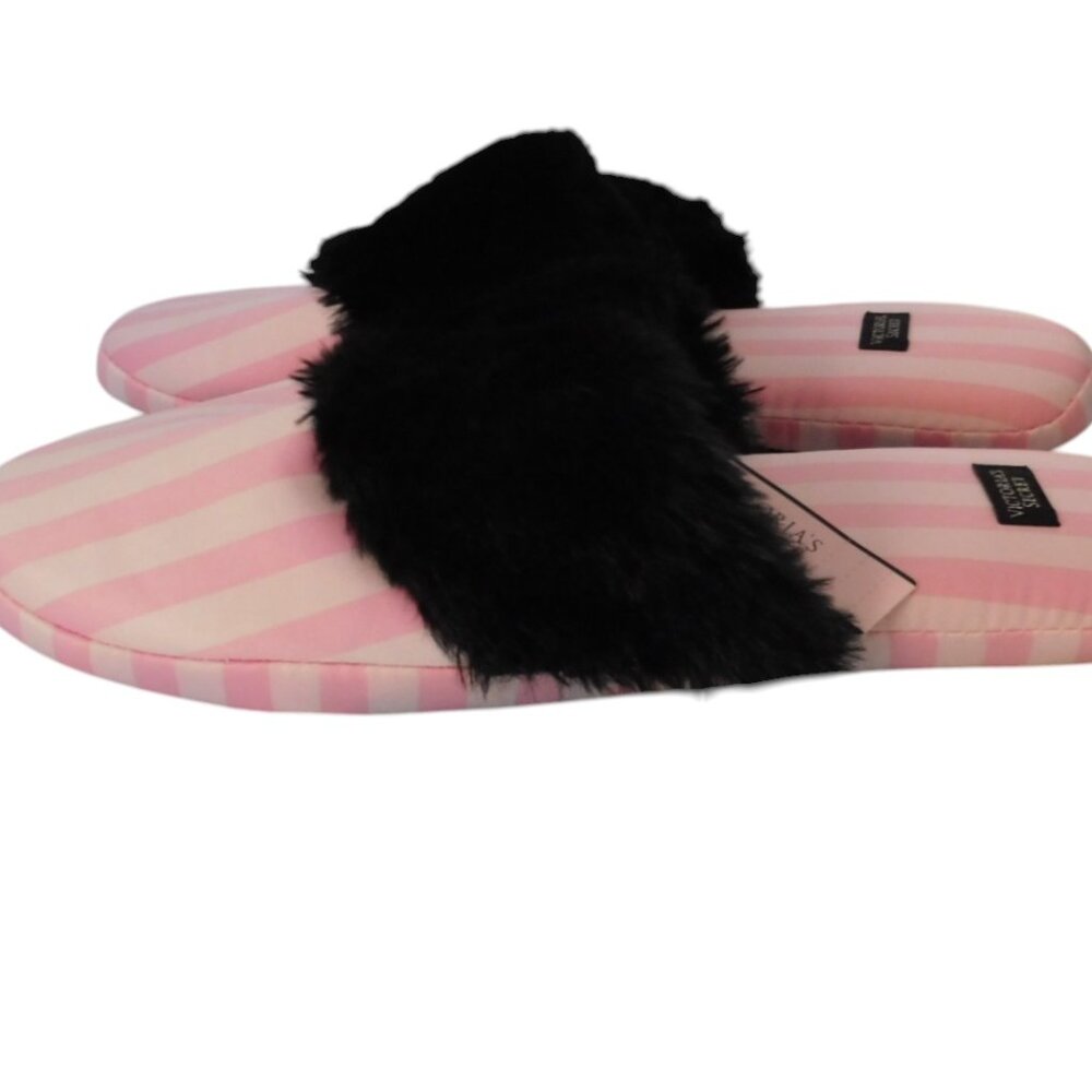 NEW Victorias Secret Satin Scuff‎ Slippers Striped 11163735 Size M 7 - 8 - Picture 5 of 7